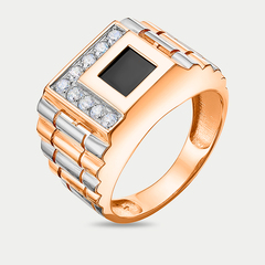 Печатка мужская из розового золота 585 пробы с фианитами (арт. РКд4095)