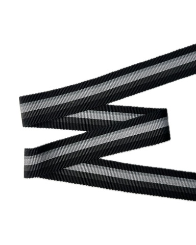 Репсовая лента в полоску, цвет: чёрный/серый, ширина: 25 мм