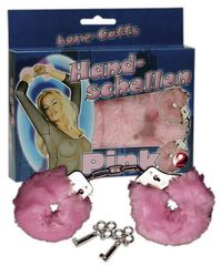 Розовые меховые наручники Love Cuffs Rose - 