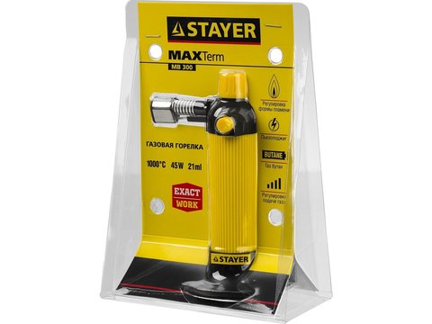 STAYER MaxTerm MB300 1200°С, Автономная газовая горелка с пьезоподжигом (55570)