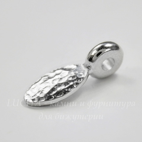 Подвеска - спейсер TierraCast "Hammered petal" (цвет-платина) 21х8 мм