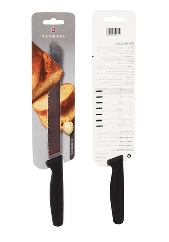 Нож кухонный Victorinox Standart (5.1633.21B) стальной для хлеба лезв.210мм серрейт. заточка черный блистер