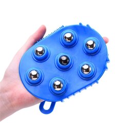 Массажер-варежка с 7 массажными шариками, цвет синий