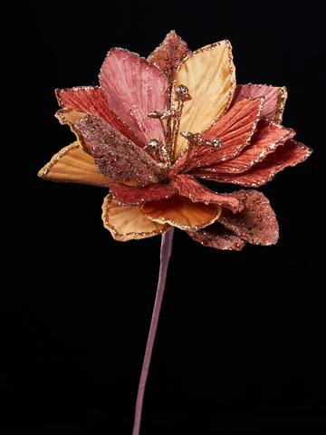 Веточка амараллиса 18х30см ChristmasDeLuxe розовое золото