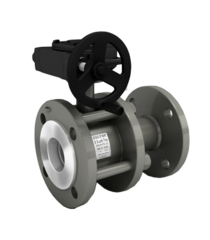 Кран стальной шаровой разборный LD 11с67п, DN-100 PN-16, длина-230мм, стандартнопроходной, фланцевый с редуктором