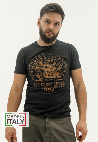 Футболка Bowery NYC "God Bless Speed" Slub Pirate Black