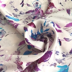 шелк итальянский с мелкими сиреневыми цветами