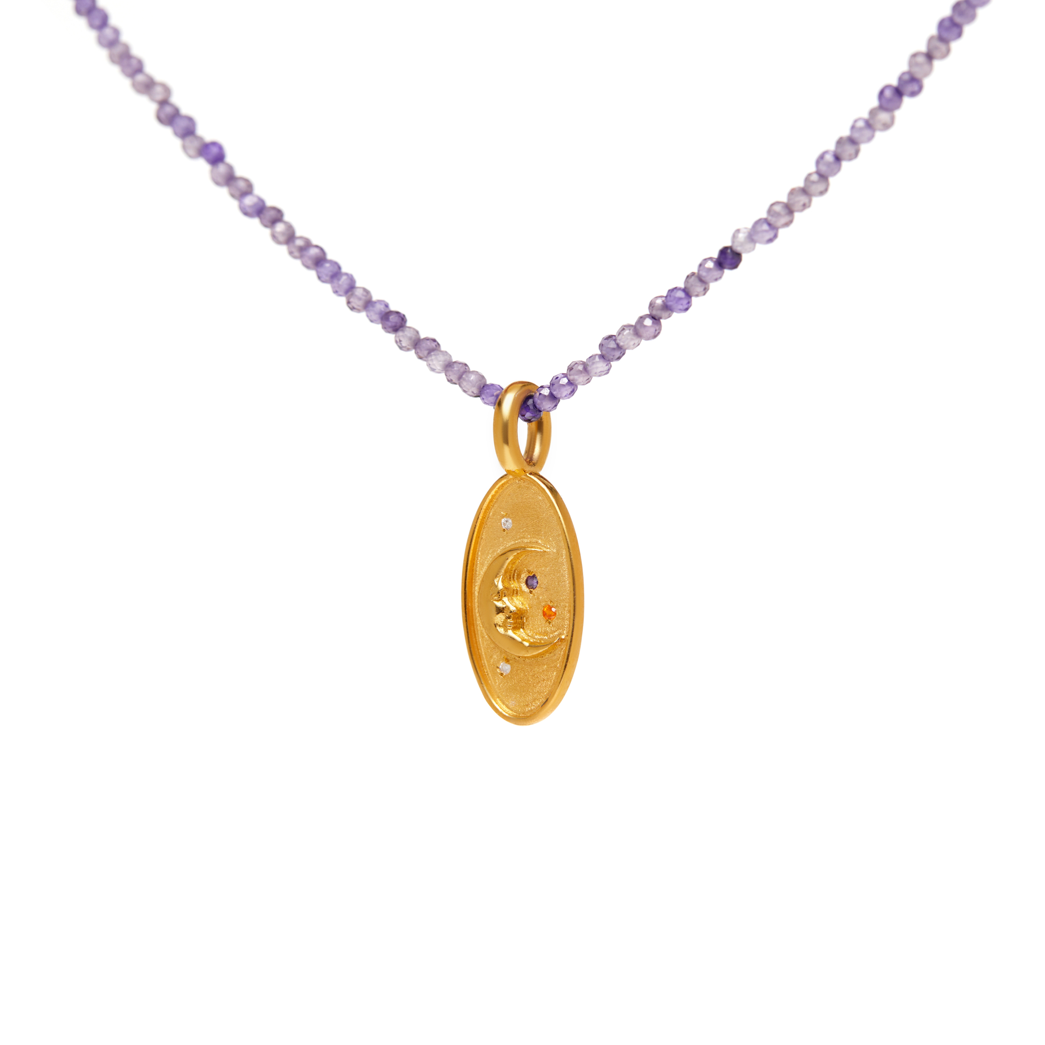 HERMINA ATHENS Колье Sky Oval Purple Crystal Necklace