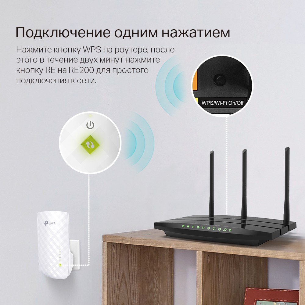 TP-Link RE200 - AC750 Усилитель Wi-Fi сигнала – купить по низкой цене в  Инк-Маркет.ру с доставкой