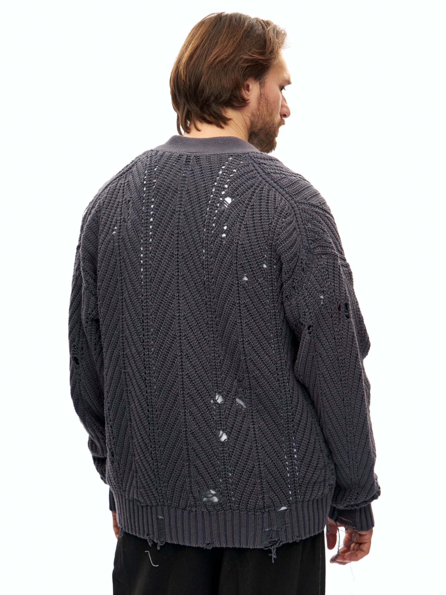 Графитовый хлопковый кардиган Sublimation с перфорацией