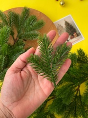 Еловая ветка искусственная, реалистичная, цвет темно-зеленый, 37-39 лапок, декор зимний, рождественский, ветка 41 см, набор 5 веток.