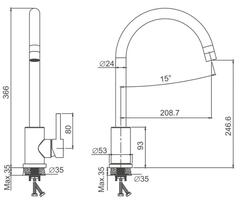 Смеситель для кухни BELZ B70810-8 нержавеющая сталь, белый
