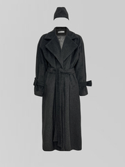 Пальто Agdali Brand длинное однотонное на две пуговицы с завязками на рукавах