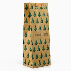 Пакет подарочный под бутылку, НГ Новогодняя фантазия, МИКС, 13*35*10 см (Д*В*Ш)