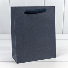 Пакет подарочный S вертикальный, Крафт Однотонный, Темно-синий, 19,5*24,5*9,5 (Д*В*Ш)