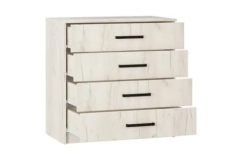 Комод с 4-мя ящиками Фиеста дуб крафт белый