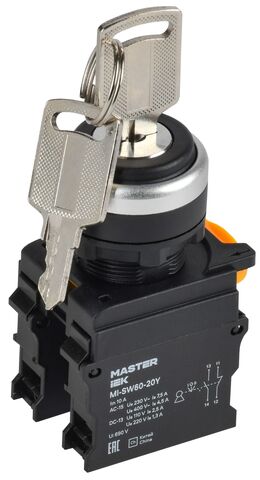 Переключатель с ключом 3 полож. 2NO чёрный MASTER IEK