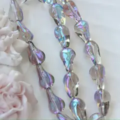 Бусины стеклянные, дымчато-серый с переливами, фриформ 22*13 мм, 1 бусина, МК047