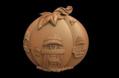 Силиконовый молд № 422 домик Тыква 2 D № 2 ( серия домики для гномов и фей)