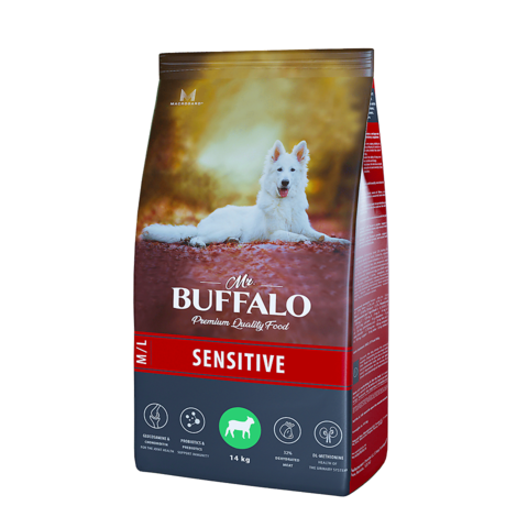 Mr.Buffalo SENSITIVE сухой корм для собак средних и крупных пород Ягненок 14кг