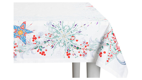 Скатерть 168х450см Mix&Match Home Счастливая звезда белая с принтом