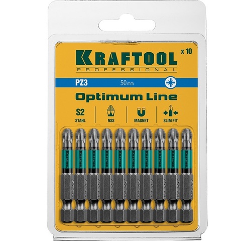 KRAFTOOL OPTIMUM PZ 3, 50 мм, 10 шт, Биты (26124-3-50-10)