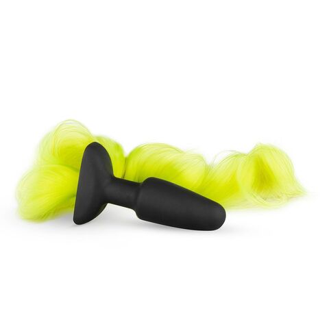 Черная анальная пробка с желтым хвостом Butt Plug With Tail - Easy toys Fetish Collection ET772YEL