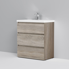Тумба с раковиной напольная 75 см, 3 ящика, светлый дуб AM.PM Gem S - M91FSX0752OF