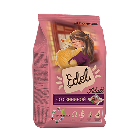 Edel Cat сухой корм для взрослых кошек (свинина) 400 гр