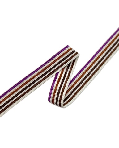 Репсовая лента в полоску, цвет: молочный/коричневый/фиолетовый, ширина: 15 мм