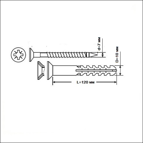 Дюбель гвоздь чертеж