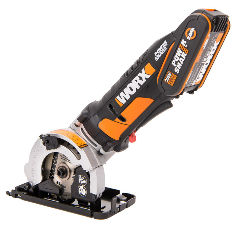 Дисковая пила аккумуляторная WORX SAW WX527, 85мм, 20В, 1x2.0Ач