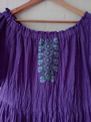Василиса. Платье льняное макси фиолетовое с вышивкой 