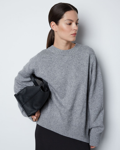 Джемпер из смесового кашемира с круглым вырезом светло-серый