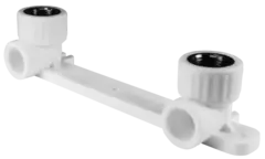 Планка PP-R монтажная белая ВР Дн 20х1/2" Ру25 под смеситель с водорозетками VALFEX 10124020