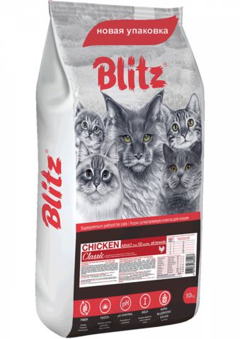 Blitz Classic Chicken Adult для кошек сухой с курицей (10 кг)