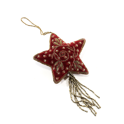 ЕЛОЧНАЯ ИГРУШКА STAR RED VELVET TASSEL