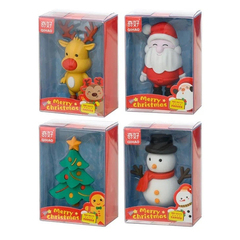 
          Ластик Qihao, фигурный, разборный, серия "Новогодние", объемный цветной корпус в виде снеговика, Деда Мороза, олененка и елочки