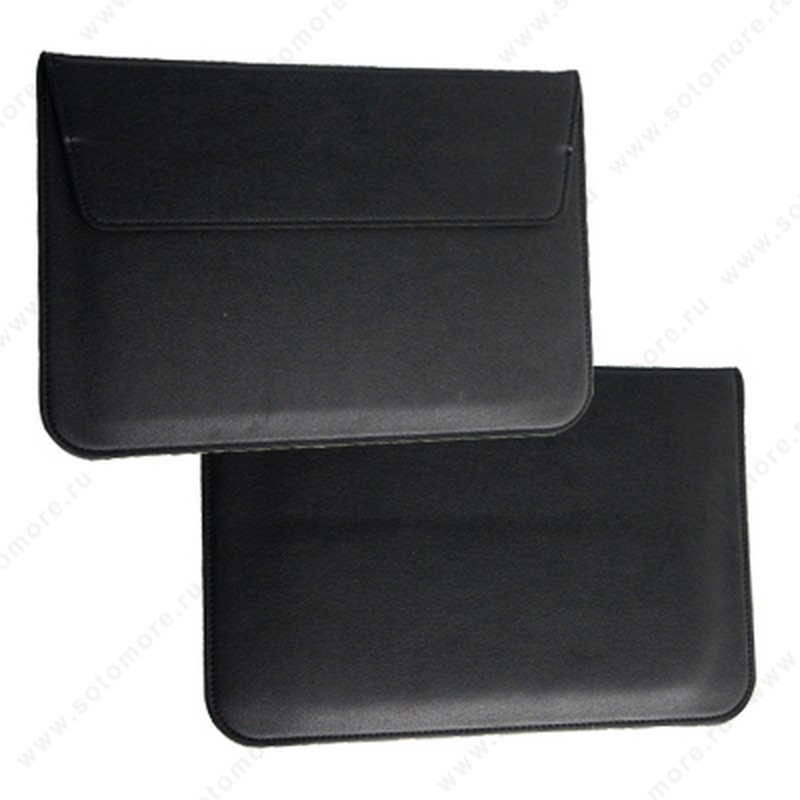 Чехол-конверт для ноутбука 15 Дюймов кожаный на магните черный