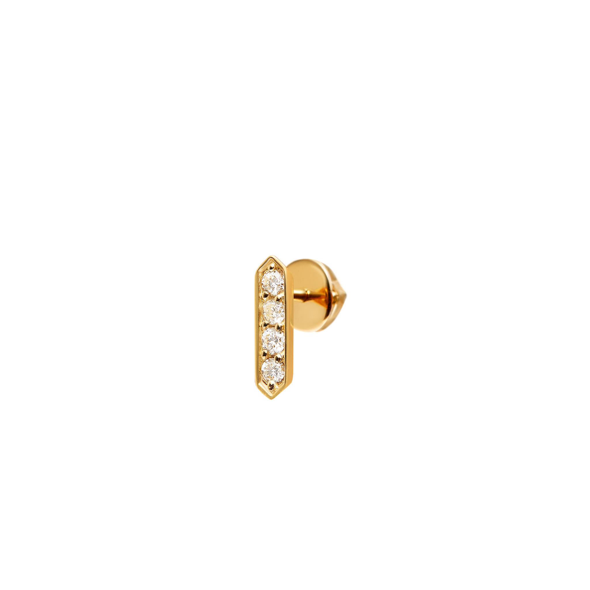 Пусет Diamond Bar Stud Earring - Gold