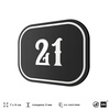 Номерок на дверь квартиры 21, для кабинета, офиса, шильдик 9 х 7 см, черный, Айдентика Технолоджи