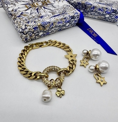 Браслет цепь DIOR с подвесками и логотипом CD