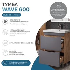 Тумба под раковину Wave 600-0-2 (Como)