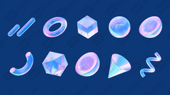 Набор векторных 3D-элементов с голографическим эффектом