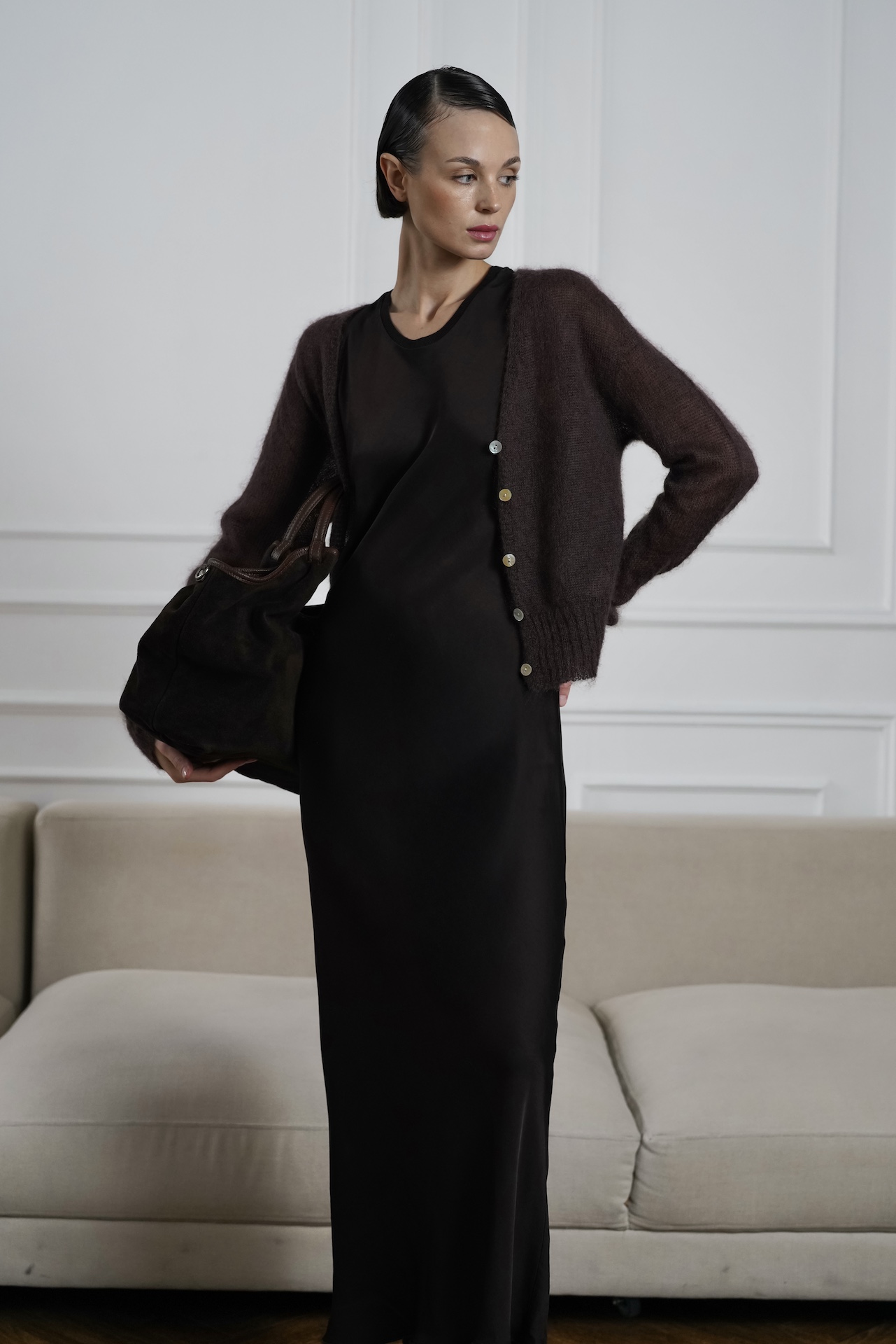 Кардиган связанный паутинкой из детского мохера