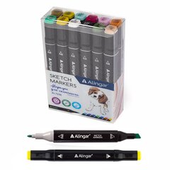 
          Набор скетчмаркеров DUO Alingar,12 цветов, базовые цвета, пулевидный/клиновидный 1-6 мм, спиртовая основа, ПВХ упаковка