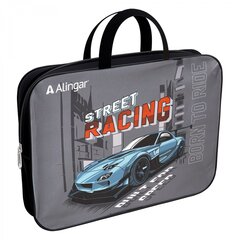 
          Папка с ручками 1 отделение, А4 260х340х80 мм, Alingar, ПВХ, ручки тесьма, дизайн с одной стороны, молния сверху, внутр. карман, "Гонки"