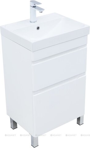 Aquanet 346041 Тумба Слим 50 напольная 2 ящ. цв.белый сатин (346041)