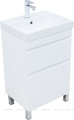 Aquanet 346041 Тумба Слим 50 напольная 2 ящ. цв.белый сатин (346041) фото