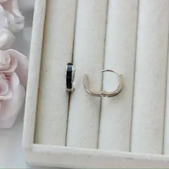 Швензы Конго с черной эмалью 14*4 мм, родий, Ш034